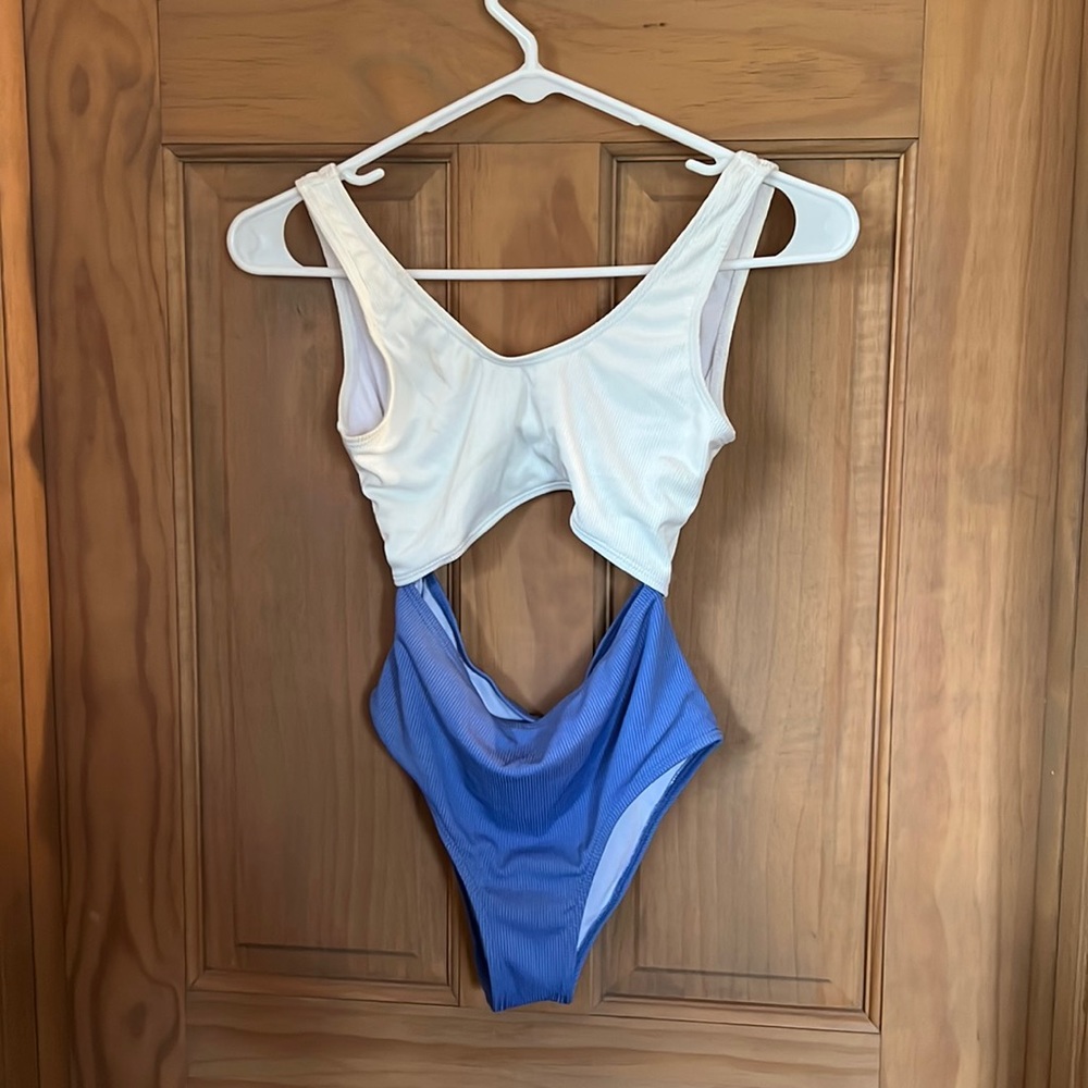 Shein open one piece white and purple